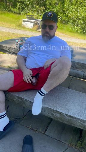 Airing out my smegma cock outdoors