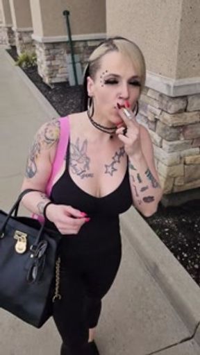 KandyxB smokes after gym workout