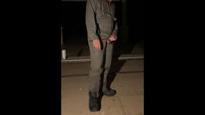 After Work Is Done Decide to Jerk off in My Mechanic Jumpsuit and Shoot a Creamy Load - Wet with Precum Lube