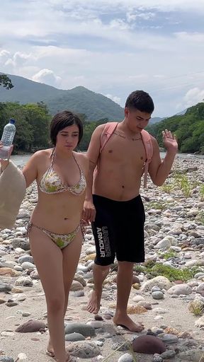 I Have Outdoor Sex with My Boyfriend After We Get Stranded on a Deserted Island and He Gives Me All His Juicy Milk in My Pussy.