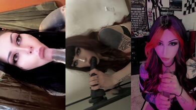 Alt girl deepthroat gagging on dildo solo blowjob