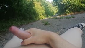 Masturbating on the Road in the Forest