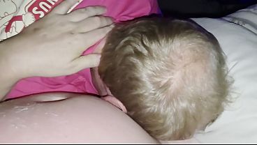 Step son enjoying cartoons while step-dad gives him blowjob while in bed