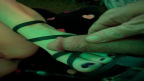 Cock sucking, toy play and cum on feet