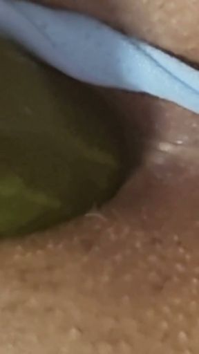 CLOSE UP extreme cuckold desire of my pussy swallowing a thick cucumber deep down   Clip 2