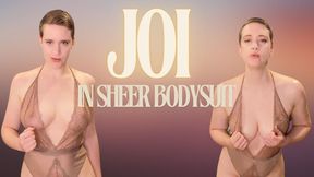 JOI in Sheer Bodysuit - short haired femdom gives you jerkoff instructions