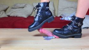Boots and cute pink Socks CBT cock trampling on cockbox , amateur femdom Jozi trample (Short Version)