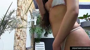 Busty Shemale Slut Esmeralda Brazil Jerks Off & Squirts Milk Like a Fucking Fountain