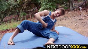 NextDoorXXX.com - Handsome voyeur barebacked outdoors by big cocked hunk in a hot ses