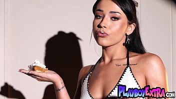 Thanksgiving gets a daring spice as latina teen Beca Barbie shows her pussy