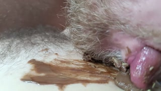 Kinky disgusting sex and cumshot with Dubai chocolate - perverted couple