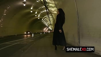 Hot transsexual Khloe Kay gets her cock sucked before she gets her asshole banged by a two guys