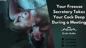 Your sexy free-use secretary takes your cock deep during a meeting while