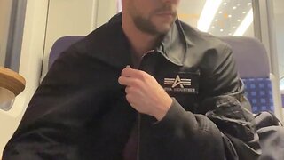 Young german guy dares public masturbation in outdoor train pee and cum