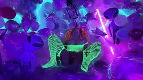 Neon rave solo dildo fuck