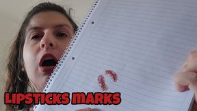 Lipstick Biting Fetish Painting My Lips And Biting Marks Onto Paper Close Up