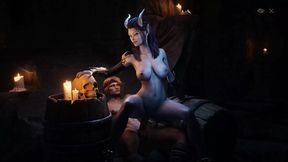 High Priestess rides knight's cock to gain power in animated 3D fantasy