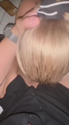Blonde Sucking On The New White Seats