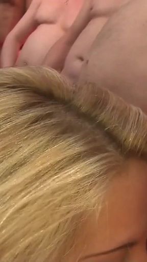 Hot blonde gets her pussy pounded by huge dicks