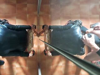 mother I'd like to fuck chairtied, throatfucked with ring gag and throatpie