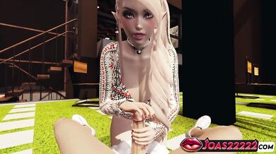 Festive Elf With Huge Tits 3D Hentai: Enjoy Happy Handjob Service and Sloppy Blowjob Cum In Mouth