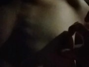 Outside Topless at Night; Playing w/Nipple Piercing & Growing Big Boobs
