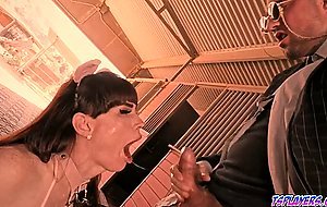 TS star Natalie crawls to stud Hell4slootzs meaty cock