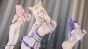 [mmd] Wjsn Chocome - Hmph! Ahri Kaisa Seraphine Sexy Striptease Dance League of Legends Uncensored Hentai