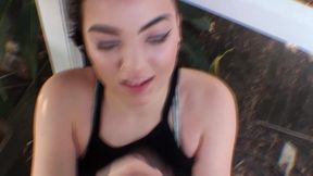 teen handjob on black cock by the pool with 18yo aries ackerman