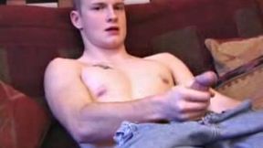 After working up a stiff one through his pants, Lex Python strips down and strokes his hard dick to a video. He lubes up his asshole and fingers it before inserting a jelly probe. Lex beats off in several positions, before shooting his load.