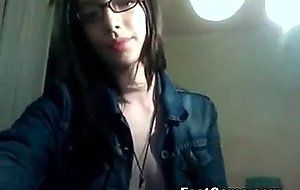Nerd brunette with glasses