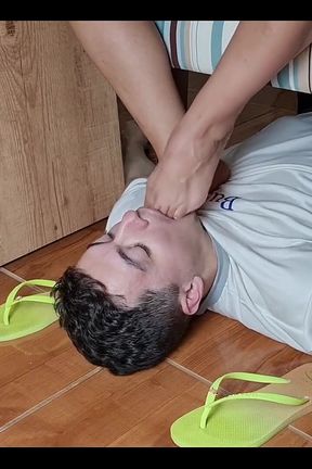 Mistress Kiffa - Face Footstool Slave Cleans Dirty Flip Flops and Cums on Flip Flops and Has to Lick It