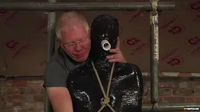 Amateur man tied up and gets his dick sucked by a mature dude