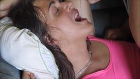 Sissy girl Sadee gets her dick sucked & surprise girl with mouth creampie