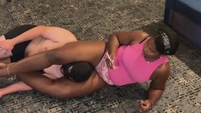 Goddess Leah is off an edible and trying wrestling moves