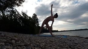 Slender nudist boy does yoga nude on a naturist beach Naked yoga video by Jon Arteen gay