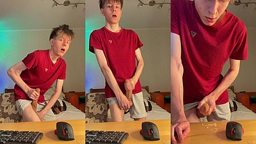 Skinny 55kg Guy Playing With His 23cm Heavy Meat