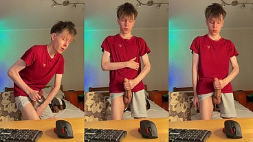 Skinny 55kg Guy Playing With His 23cm Heavy Meat