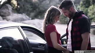 Blonde is fucked outdoors by a stranger