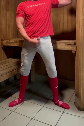 Alpha Fun in the Locker Room with Jockdad87 in Baseball Gear