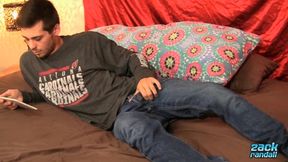 ZackRandall Caleb Grey Strokes His Hairy Cock While Watching A Sexy British Lad