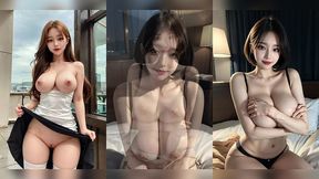 (3d animated ai-generated models) busty posing on the bed (with pussy masturbation asmr sound!)