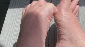 White Toe Nails Outside