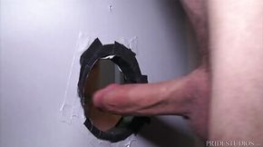 Muscle Hunk Fucks Through Bathroom Glory Hole