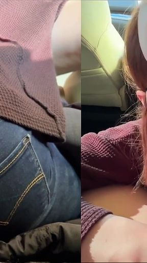 A Married Woman Who Pulls a Blowjob Next to Her Husband's Car