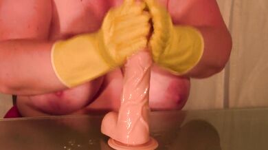 Fetish gloved jerk off instructions with a tease milf