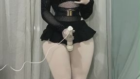 kigurumi doll vibrates her fake pussy tucked penis