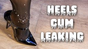 Black 12cm high heels with final cum leaking