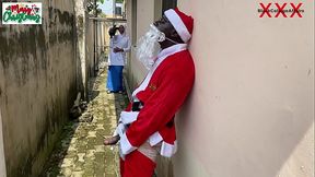 Christmas came earlier for na&iuml_ve 18yo press girl on Hijab as Santa gave her hot Fuck outside the compound while she tries the new school camera (Watch hot full videos on RED)