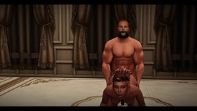 the blissful sinners sexy couple in ballroom riding anal deepthroat and cumshot